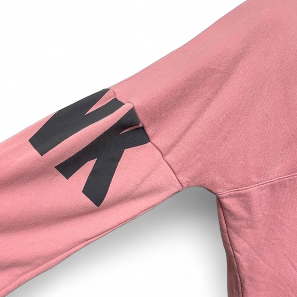 PINK Victoria’s Secret 1/4 Snap Logo Sweatshirt Size L Blush Pink Oversized - Picture 5 of 13